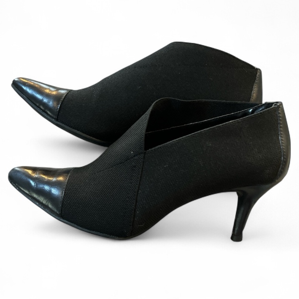 BANDOLINO ISANNAH POINTED TOE KITTEN HEEL BOOTIES BLACK SIZE 6.5M